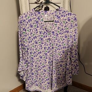 Floral Purple and Green Women's Top